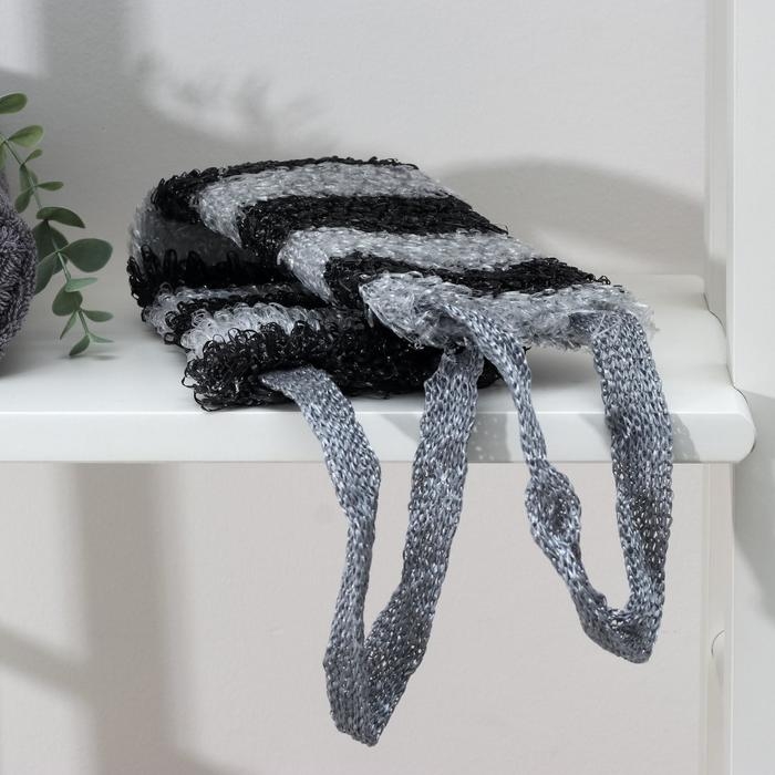 Мочалка для тела Доляна &laquo;Мужская&raquo;, 12&times;45 см, чёрно-белый