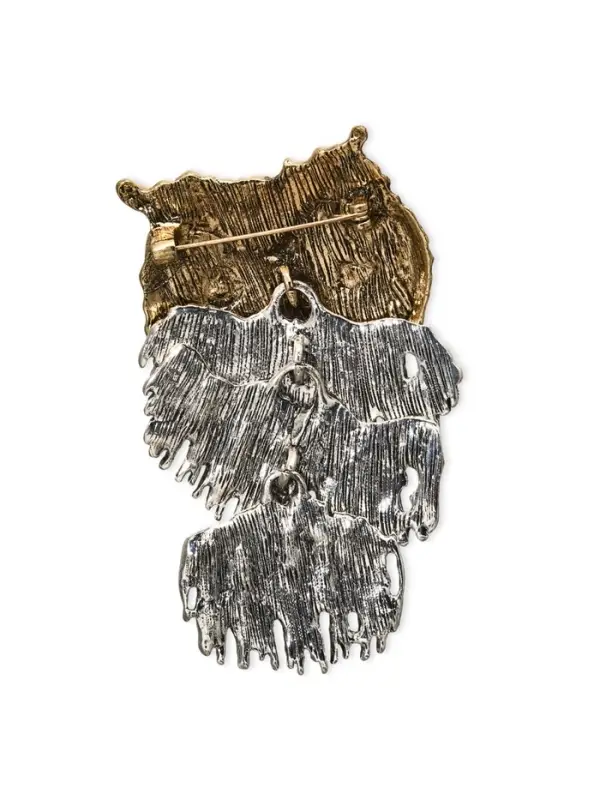 Брошь "Сова" крупная, подвижная, цветная