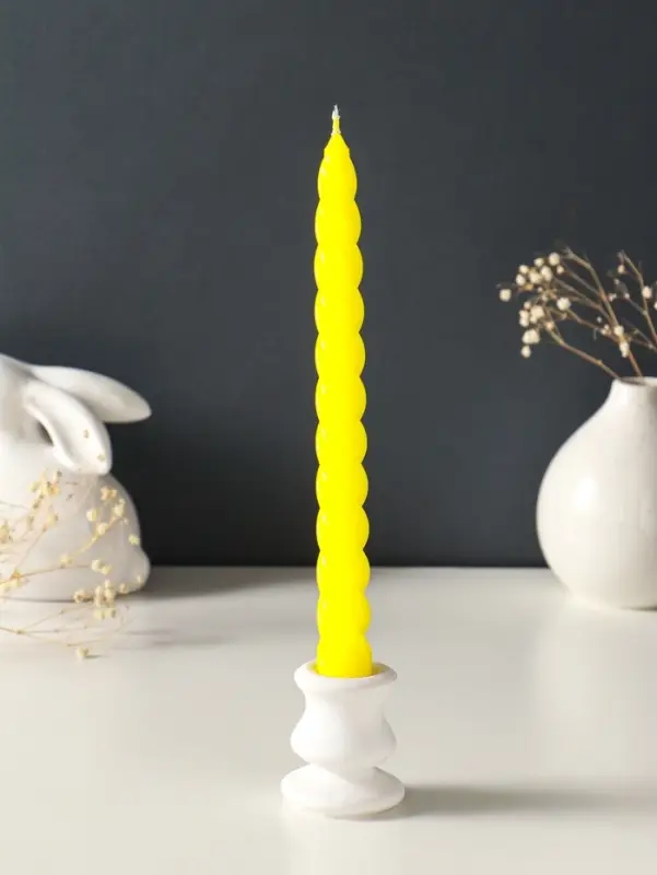 Набор свечей витых, 2,3х 24,5 см, 5 ч, 50 г, 4 штуки, жёлтый