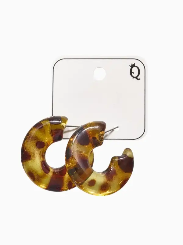 Серьги акрил &laquo;Леопард&raquo; бублик, цветной в серебре