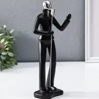 Сувенир полистоун "Вокалист" чёрный с серебром 6,5х10х26,5 см