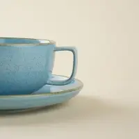 Чайная пара фарфоровая SL Home &laquo;Аззура&raquo;, 2 предмета: чашка 300 мл, блюдце d=16,5 см, цвет бирюзовый