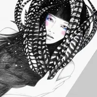 Переводная тату на тело цветная &laquo;Девушка в перьях&raquo;, 21&times;14.8 см