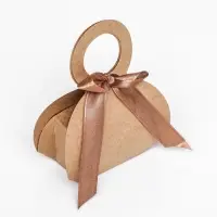 Коробка складная, с бантом и ручкой, крафт, 6&times;8&times;3 см