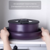 Набор посуды EasyKeep-14D из 14 предметов cо съемной ручкой