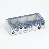 Коробка под 3 конфеты с ячейками &laquo;Серебро&raquo;, 13.3 х 3.3 х 5.8 см