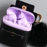 Брелок кожзам с карабином, с пушистиком "Сумочка" чёрный 5,8х2,4х5 см