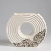 Ваза настольная керамика "Паскуаль" 16х19 см, бело-серый