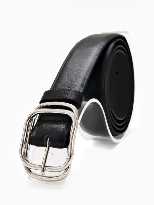 Ремень жен 06-01-02-01, Июнь2504, 3,2*0,3*110 см, без винта, пряж металл, 1 прокол, черный   1090312