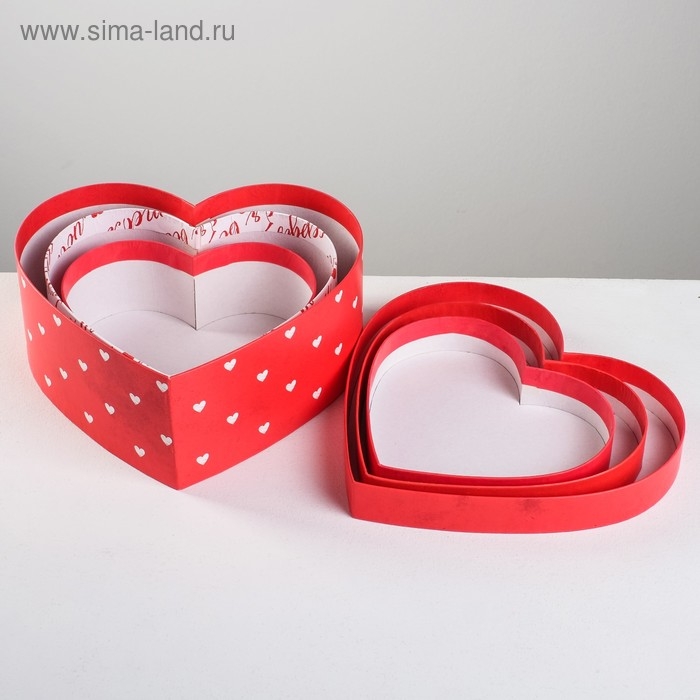 Набор коробок 3 в 1, упаковка подарочная, &laquo;С любовью&raquo;, 16 х 14 х 6 см‒22 х 20 х 9 см