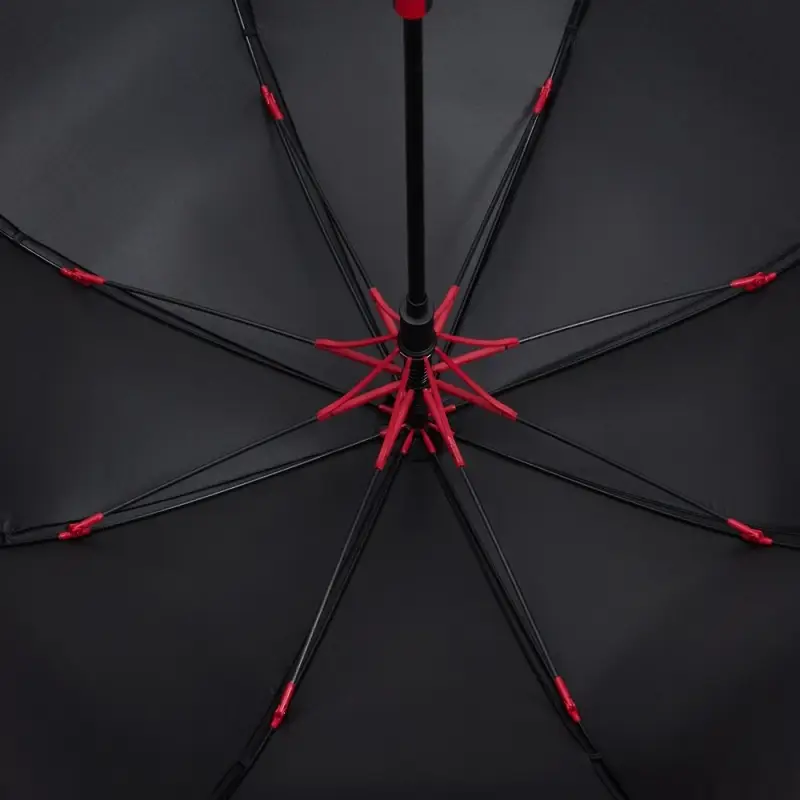 Зонт-трость Hidecolor с цветными спицами, черный с красным
