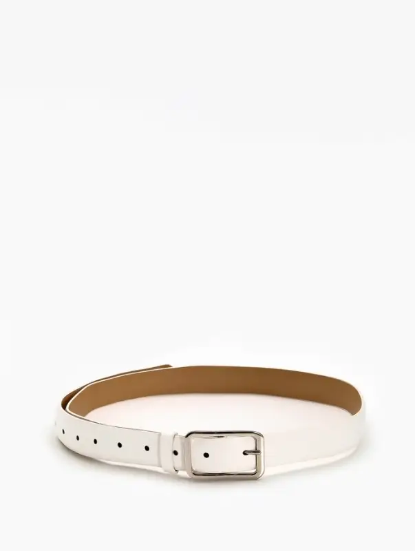 Ремень жен 05-01-02-01, Июнь2505, 3*0,3*110 см, без винта, пряж мат металл, 1 прокол, белый   109031