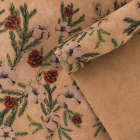 Упаковочная бумага на новый год крафтовая &laquo;Шишки&raquo; , 70 х 100 см