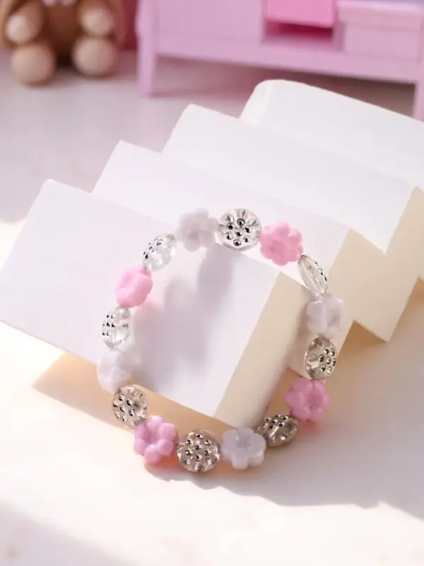 Браслет детский &laquo;Выбражулька&raquo; цветочки нежные, цвет бело-розовый