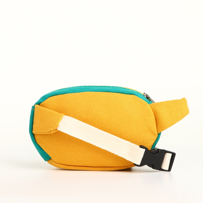 Сумка детская поясная на молнии, наружный карман, цвет жёлтый/зелёный