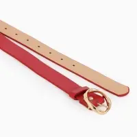 Ремень жен 05-01-01-01, Июнь2510, 2,9*0,3*110 см, без винта, пряж золото, 1 прокол, красный   109031