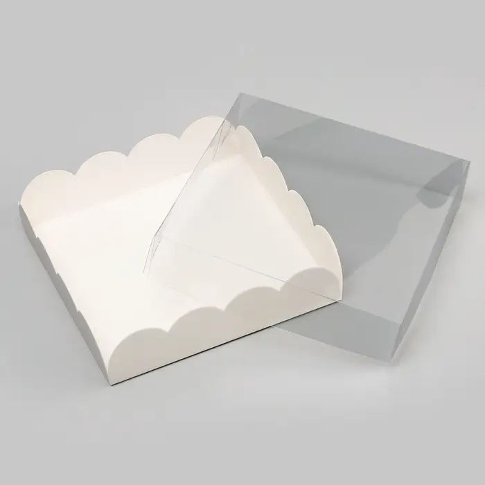 Коробка для печенья, кондитерская упаковка, Белая, 16 х 16 х 4 см
