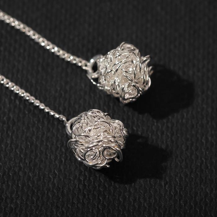 Серьги металл &laquo;Цепочки&raquo; шарики, цвет серебро