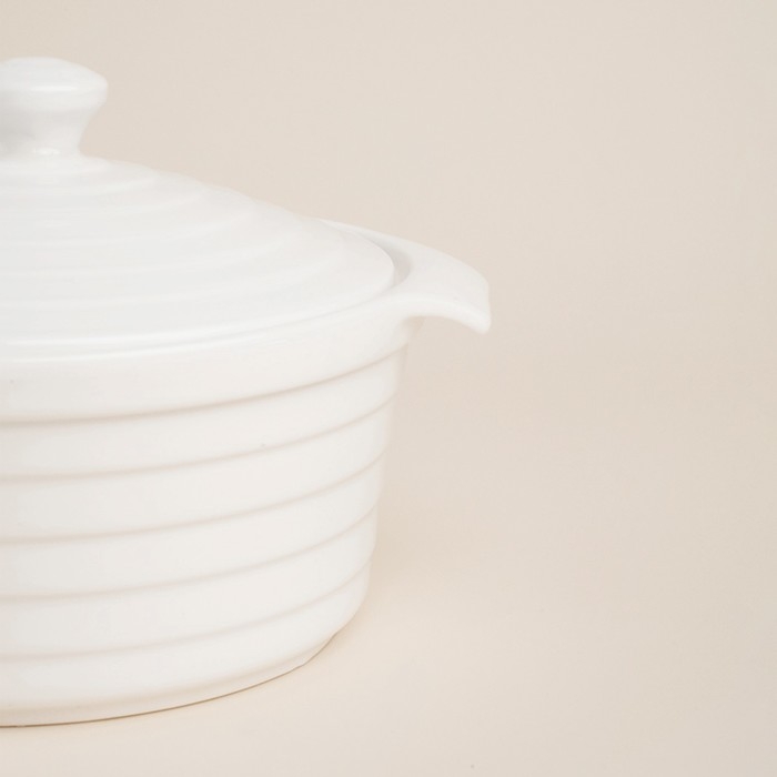 Кастрюля из жаропрочной керамики SL Home &laquo;Санторини&raquo;, 750 мл, 19&times;16&times;7,5 см, цвет белый