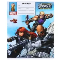 Тетрадь в линейку 18 листов, 5 видов МИКС, обложка мелованный картон, &laquo;Мстители&raquo;