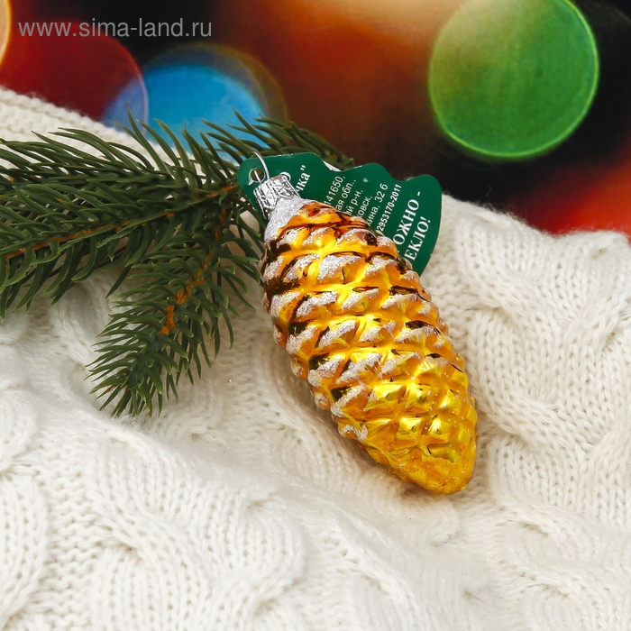 Новогоднее украшение "Шишка" 9 см микс