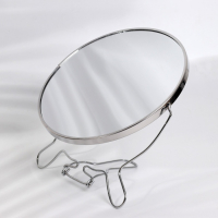 Зеркало настольное - подвесное &laquo;Круг&raquo;, двустороннее, с увеличением, d зеркальной поверхности 18,5 см, цвет серебристый
