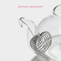 Чайник стеклянный заварочный с металлическим ситом Доляна &laquo;Элегия&raquo;, 600 мл, 19&times;13&times;12,5 см