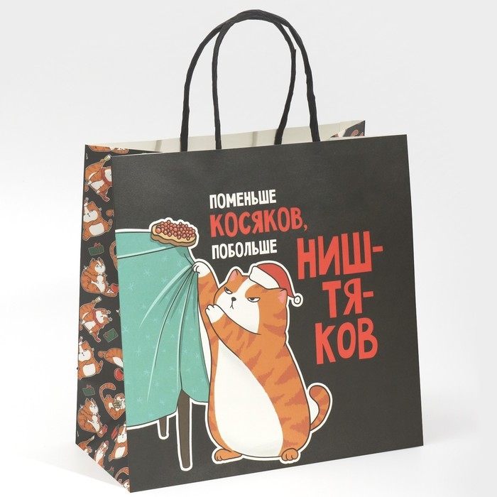 Пакет подарочный новогодний &laquo;Косяки наше всё&raquo;, 22 х 22 х 11 см, Новый год