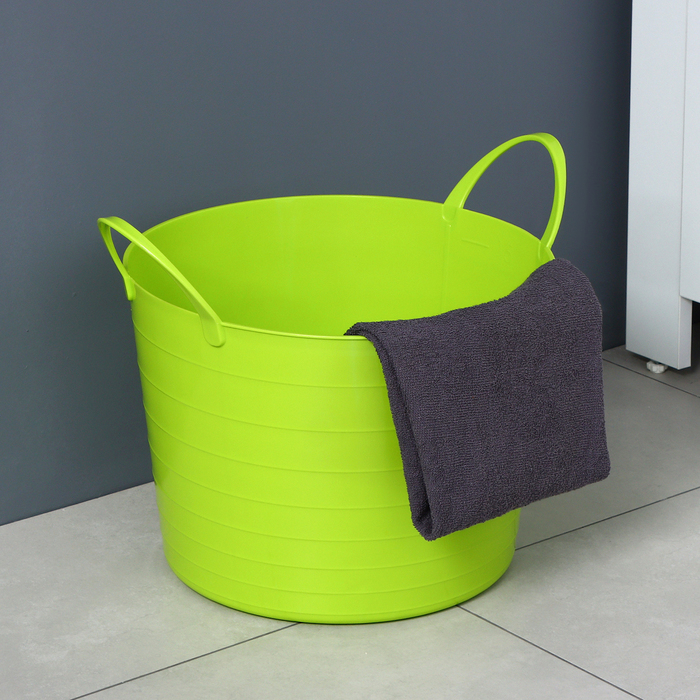 Корзина для белья мягкая, 17 л, 33&times;33&times;24,5 см, цвет ярко-зелёный