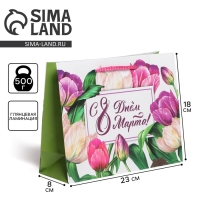 Пакет подарочный ламинированный горизонтальный, упаковка, &laquo;С днём 8 марта&raquo;, MS 18 х 23 х 8 см