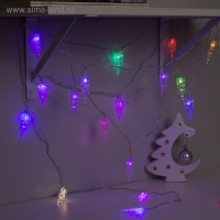 Гирлянда &laquo;Нить&raquo; 5 м с насадками &laquo;Льдинка&raquo;, IP20, прозрачная нить, 20 LED, свечение мульти (RG/RB), мигание, 220 В