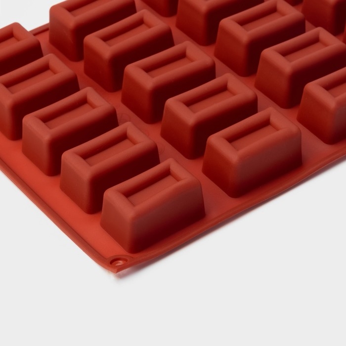 Форма для выпечки Доляна &laquo;Сладости.Батончик&raquo;, силикон, 30&times;17&times;2 см (4&times;2,3&times;2 см), 25 ячеек, цвет коричневый