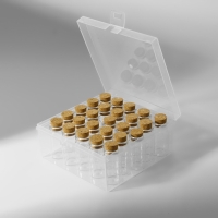 Набор баночек для хранения бисера, d = 2 &times; 4 см, 25 шт, в контейнере, 11 &times; 11 &times; 5 см