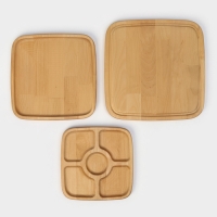 Подарочный набор деревянной посуды Adelica &laquo;Мечта хозяйки&raquo;, доска разделочная d=28 см, блюдо для подачи d=24 см, менажница d=20 см, подставка, берёза