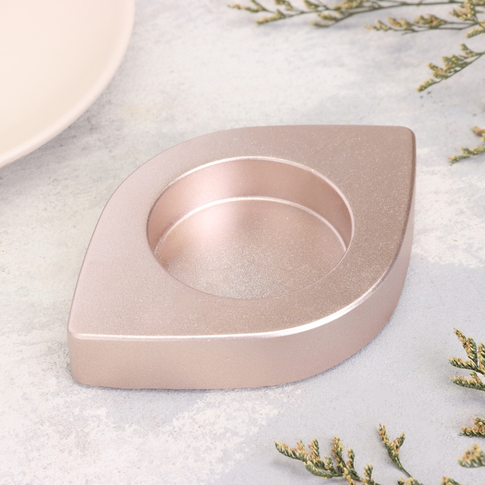 Подсвечник "Глаз. Мрамор"  из гипса, 14,5х9,5х2см,шампань