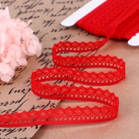 Кружево капроновое, 12 мм &times; 10 &plusmn; 1 м, цвет красный