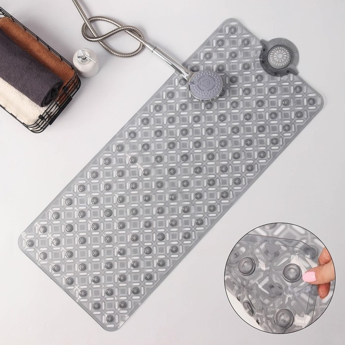 Коврик противоскользящий в ванну на присосках Доляна &laquo;Рельеф&raquo;,37&times;88 см, цвет МИКС