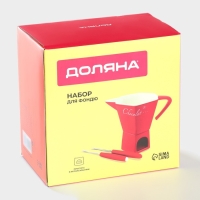 Набор керамический для фондю Доляна &laquo;Лакомка&raquo;, чаша 400 мл, 2 шпажки, цвет красный