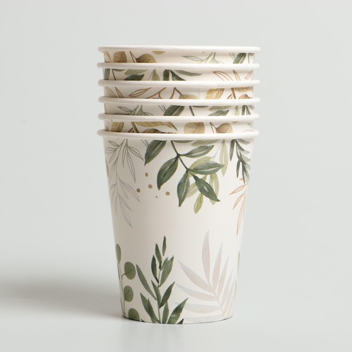 Набор бумажной посуды одноразовый Природа&raquo;, 6 тарелок, 6 стаканов, 1 гирлянда