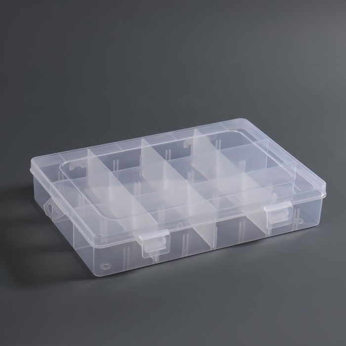 Органайзер для декора, передвижные ячейки, 12 ячеек, 19,5 &times; 13 &times; 3,6 см, цвет прозрачный