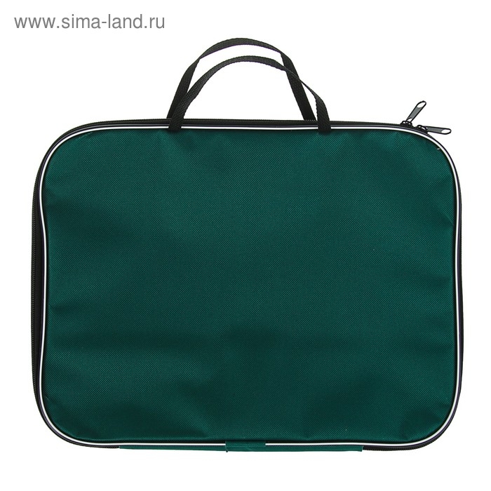 Папка с ручками текстильная А4, 350 х 270 х 20 мм, Calligrata "Офис", нейлон 600D, двуцветный кант, зелёная