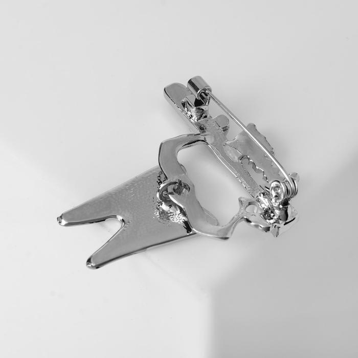 Брошь &laquo;Зуб&raquo; со щёткой, цвет чёрно-белый в серебре