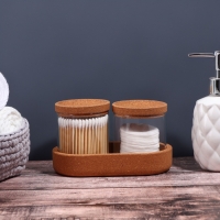 Набор органайзеров для ватных палочек и дисков, 17,5 &times; 10 &times; 10 см цвет прозрачный/коричневый