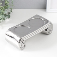 Подсвечник керамика на 2 свечи "Греция" d=7,5 см серебро 22,5х10х7 см