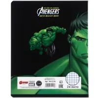 Тетрадь в клетку 24 листа, 5 видов МИКС, частичный уф-лак, обложка мелованный картон, &laquo;Мстители&raquo;