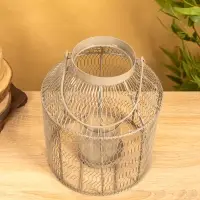 Подсвечник фонарь со стеклянной колбой 20х20х26 см, d 9 см, металл, цв. серый