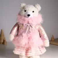 Кукла интерьерная "Медведица в розовом пуховике" раздвижная 37-65 см 23х16х37 см