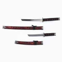 Сув. изделие катаны 2в1 на подставке, ножны кожзам,красный дракон на черном 47/70см