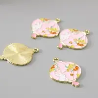 Декор для творчества металл, эмаль "Зайка и цветы" 2,7х2,2 см