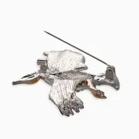 Брошь "Птица-Пеликан", цветная в серебре